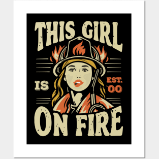 Fierce Firefighter Beauty Girl 00 Posters and Art
